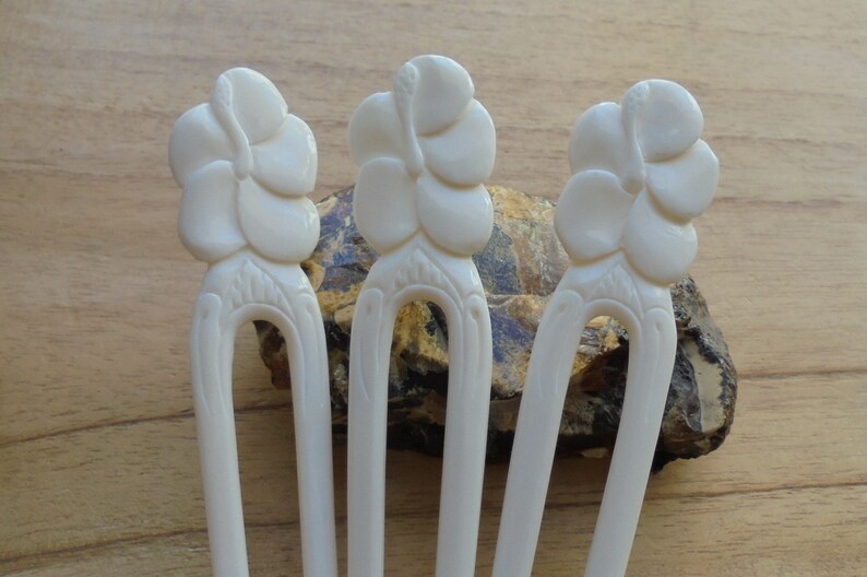 Flower Bone Hair Sticks, Hair Pin, Hair Fork, 2 Prongs Hair Accessories HS87 image 5