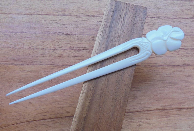 Flower Bone Hair Sticks, Hair Pin, Hair Fork, 2 Prongs Hair Accessories HS87 image 7