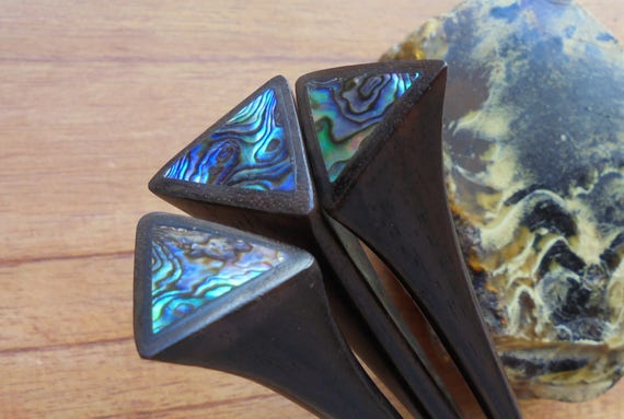 Bastoncino Per Capelli In Legno Con Intarsi In Conchiglia Di Paua, Forcina Per Capelli Fatta A Mano In Bali - Italia - Foto 3