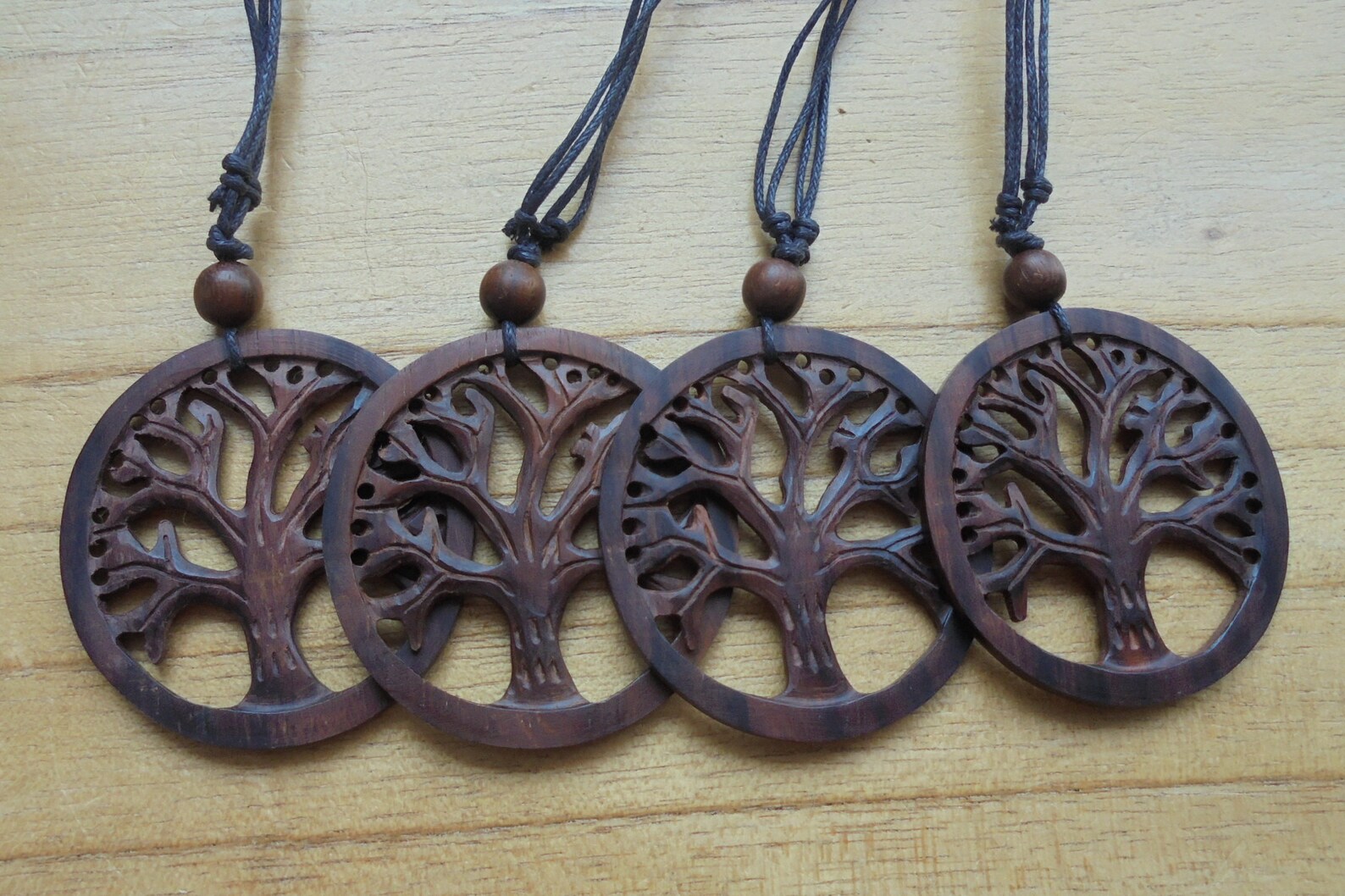 Tree of Life Wood Pendant Wood Necklace Wood Carving Jewelry Etsy