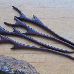 Single Prong Wood Hair Stick,&quot;ANTLER&quot;  Wood Hair Pin, Wood Shawl Pin, Hair Accessories HS5512