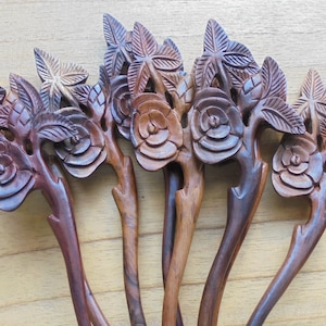 Flower Wood Hair Stick, Hair Pin, Hair Fork, 1 Prong Hair Accessories HS74