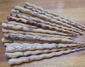 One/Single Prong Wood Hair Stick,"CURLY TWIGS"  Spiral Wood Hair Pin, Eco Friendly Hair Pin Accessories HS1805 TM