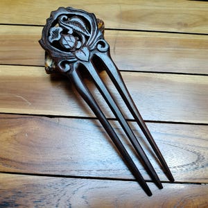 Three / 3 Prongs Wood Hair Sticks / FLOWER Hair Stick / Hair Fork/Hair Comb Accessories HS 28H