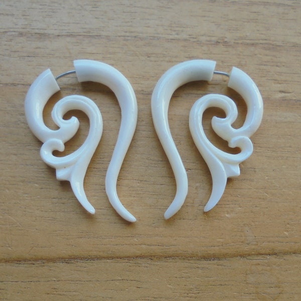 Fake Gauge Earrings, Tribal Fake Earrings, Bone Fake Earrings, Bali Jewelry, BN 19720