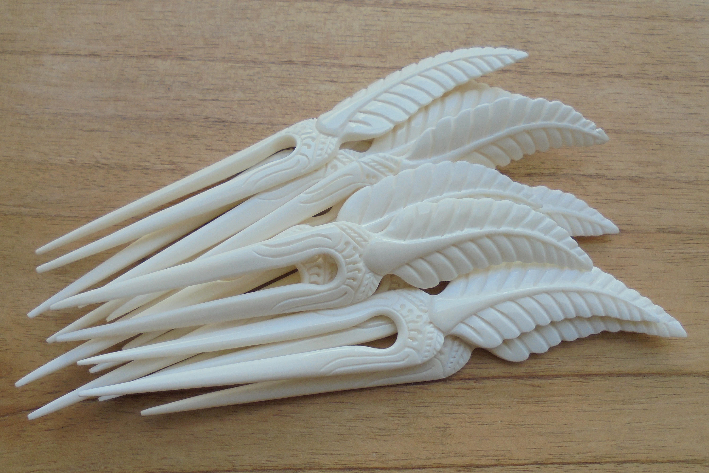 Feather Bone Hair Sticks, Hair Pin, Hair Fork, 2 Prongs Hair 