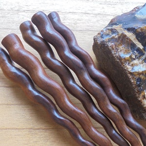 Houten haarstift met één of enkele tanden, "CURLY TWIGS"-spiraalhouten haarspeld, milieuvriendelijke haarspeldaccessoires HS1805 SN