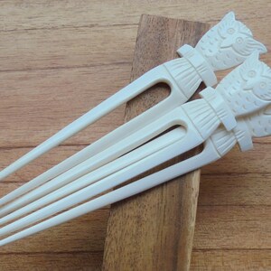 Owl Bone Hair Sticks, Hair Pin, Hair Fork,2 Prongs Hair Accessories HS97 image 6