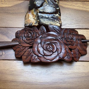 Flower Wood Hair Barrette: Sono Wood Shawl Pin, Bali Handmade