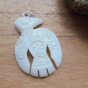 Raven Bone Pendant, Raven Northwest Coast Carving, Bali Bone Carving NWC 4