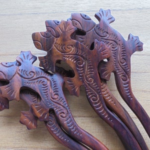 1 Prong Gecko Lizard Wood Hair Stick, Hair Pin, Hair Fork, Hair Accessories HS700 SONO