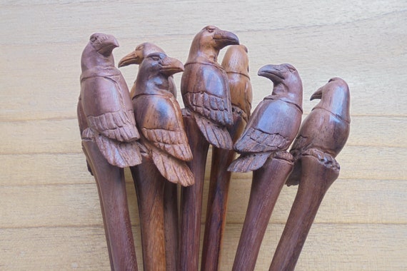 Wood Hair Stick, Raven Hair Pin, Hair Fork in Single Prong  display picture 1