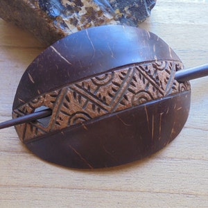 Coconut Shell Hair Barrette, Wood Shawl Pin, Hair Accessories CB22-6