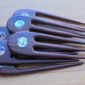 3 Prongs Wood Hair Sticks with Paua Shell Inlay, Hair Pin, Wood Hair Fork, Hair Accessories HS61