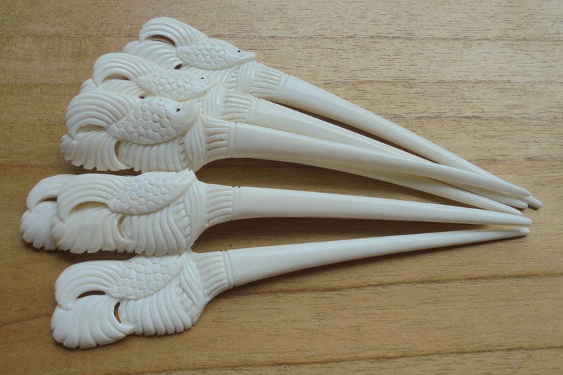 Single Prong Hair Accessories HS500 BONE Bone Hair Sticks Siamese Betta Fish Hair Sticks