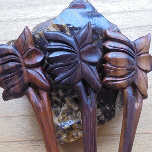 1 Prong Flower Wood Hair Stick, Hair Pin,  Hair Fork, Hair Accessories HS123
