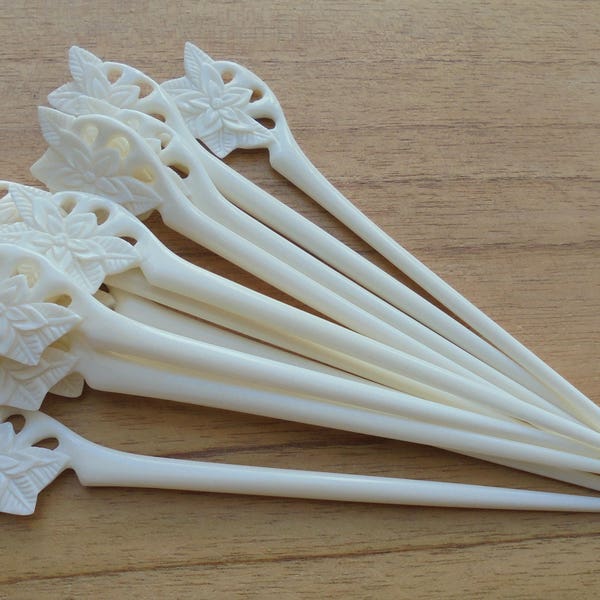 1 Prong Flower Bone Hair Sticks, Hair Pin, Hair Fork, Hair Accessories HS 76-1