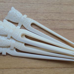 Owl Bone Hair Sticks, Hair Pin, Hair Fork,2 Prongs Hair Accessories HS97 image 4