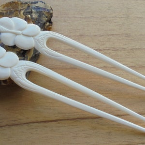 Flower Bone Hair Sticks, Hair Pin, Hair Fork, 2 Prongs Hair Accessories HS87 image 3