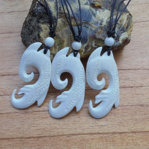 Maori Manaia Bone Necklace, Guardian, Maori Bone Pendant, Bali Bone Carving Jewelry M46