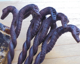 Wood Hair Sticks,Snake Hair Pin, Hair Fork in Single Prong, Hair Accessories HS 831-2 SN