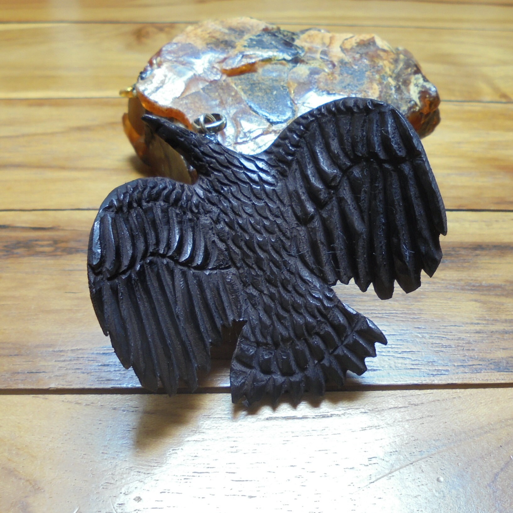 Hand Carved Raven Pendant, Black Raven, Buffalo Horn Carving RV08-01 - Etsy