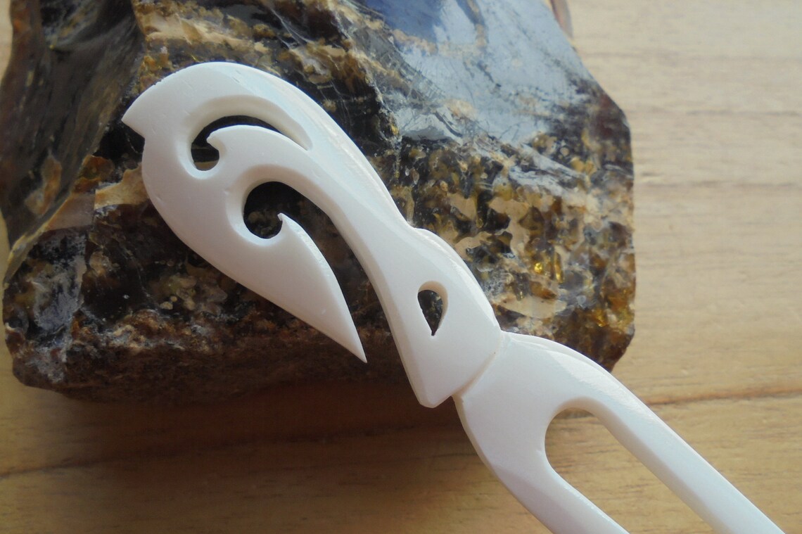 Fish Hook Hair Stick 2 Prongs Bone Hair Sticks Hair Pin Etsy