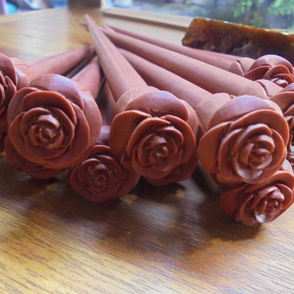 1 Prong ROSE Flower Wood Hair Stick Hair Pin  Hair Accessories HS 11R SABA