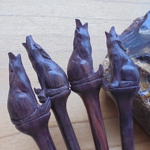 Wood Hair Stick, Wolf Hair Pin, Hair Fork in Single Prong, Wolf Hair Accessories HS WL04