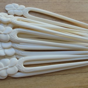 Flower Bone Hair Sticks, Hair Pin, Hair Fork, 2 Prongs Hair Accessories HS87 image 1