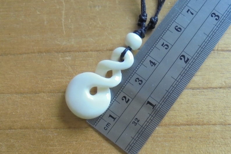 Double Twist Bone Necklace Bone Pendant Bali Bone Carving Etsy