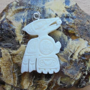 Raven Bone Pendant, Raven Northwest Coast, Bali Bone Carving NWC 6
