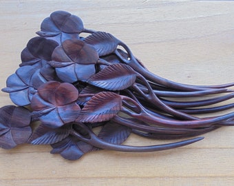 Pin de cheveux de fleur, 1 bâtons de cheveux en bois de prong, fourche de cheveux, accessoires de cheveux HS32