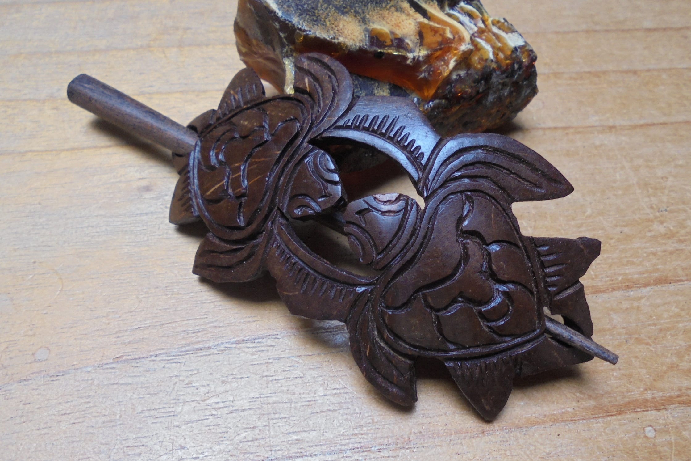 Vintage Wooden Hair Stick/Barrette With Turtle Design Vintage wooden turtle stick barrette / hair | Mercari main image 2