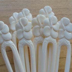 Flower Bone Hair Sticks, Hair Pin, Hair Fork, 2 Prongs Hair Accessories HS87 image 2