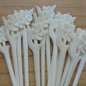 1 Prong Flower Bone Hair Sticks, Hair Pin, Hair Fork, Hair Accessories HS81 BN