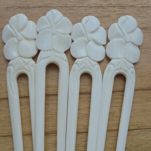 Flower Bone Hair Sticks, Hair Pin, Hair Fork, 2 Prongs Hair Accessories HS87 image 4