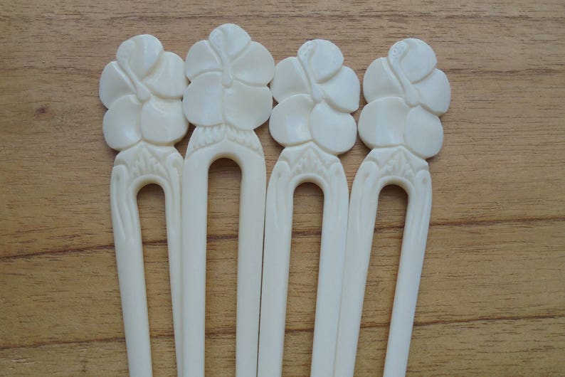 Flower Bone Hair Sticks, Hair Pin, Hair Fork, 2 Prongs Hair Accessories HS87 image 4