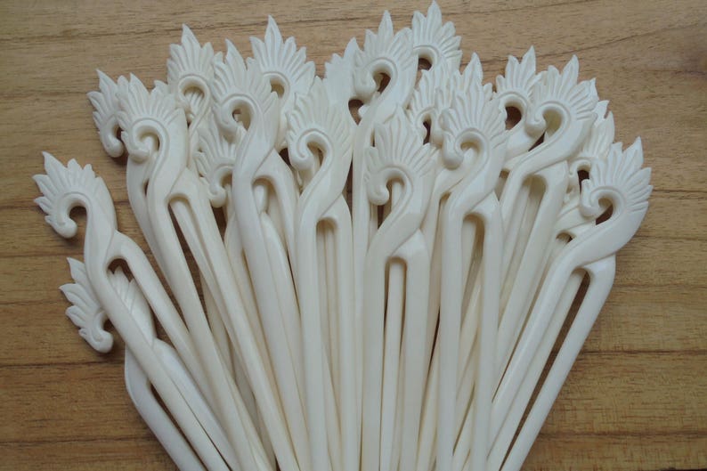 2 Prongs Bone Hair Sticks, Hair Pin, Hair Fork, Hair Accessories HS50 image 1