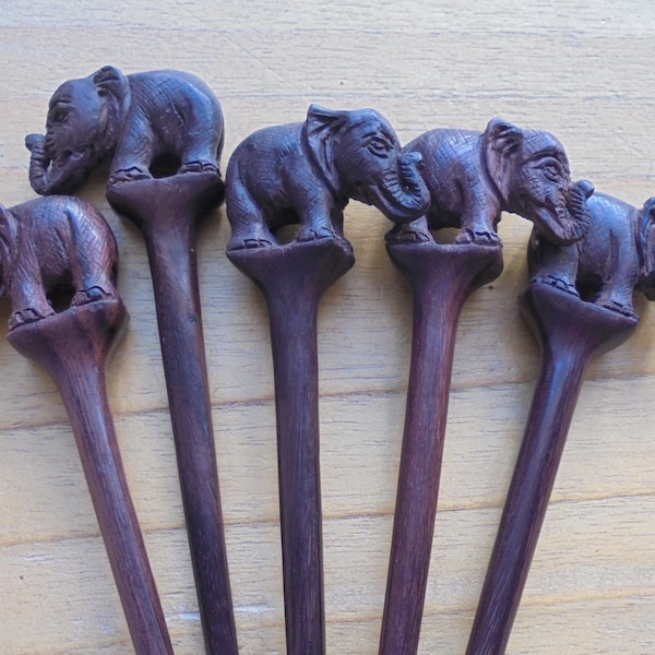 ELEPHANT Wood Hair Stick, Wood  Hair Pin, Hair Fork in Single Prong, Hair Accessories HS EL23