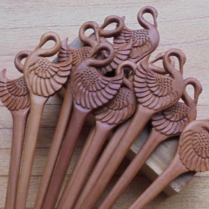 1 Zinken Schwan Holz Haarstab, Haarnadel, Haargabel, Haarschmuck HS119
