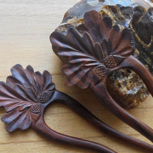 2 Prongs Acorn Wood Hair Sticks, Hair Pin, Hair Fork, Hair Accessories HS55 SN