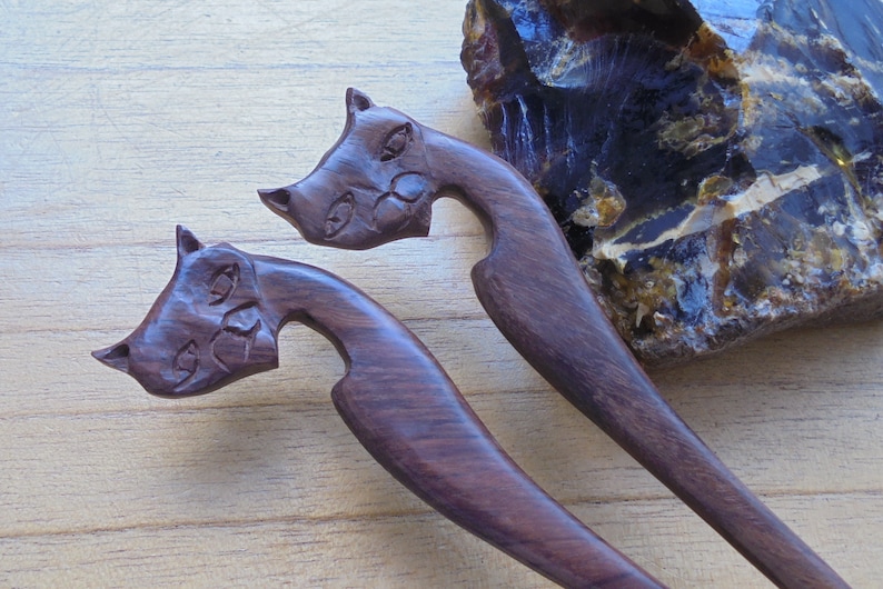 1 Prong Wood Hair Stick Cat Hair Sticks Hair Forkhair Pin Etsy