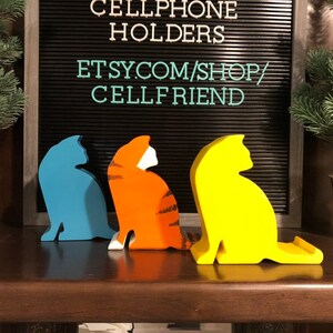 Kitty Cat Cell Phone Stand, Wood Phone Stand, Phone Holder, iPad Holder image 10