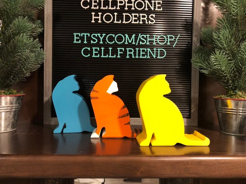 Kitty Cat Cell Phone Stand, Wood Phone Stand, Phone Holder, iPad Holder image 10