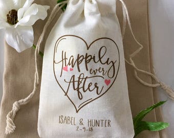 Set of 10 Happily Ever After Personalized Wedding Favor Bags (Item 1280A)