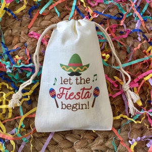 Set of 10 Let the Fiesta Begin Cinco de Mayo or Mexican Fiesta Party Favor Bags (Item 1447A)