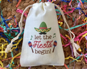 Set of 10 Let the Fiesta Begin Cinco de Mayo or Mexican Fiesta Party Favor Bags (Item 1447A)