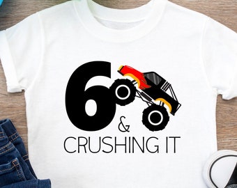 Monster Truck Theme Birthday Boy T-shirt (Item #1578C)