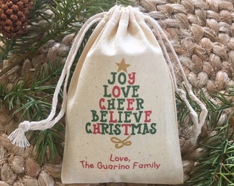 Set of 10 Personalized Christmas Favor Bags / Holiday Gift Bags (Item 1689A)